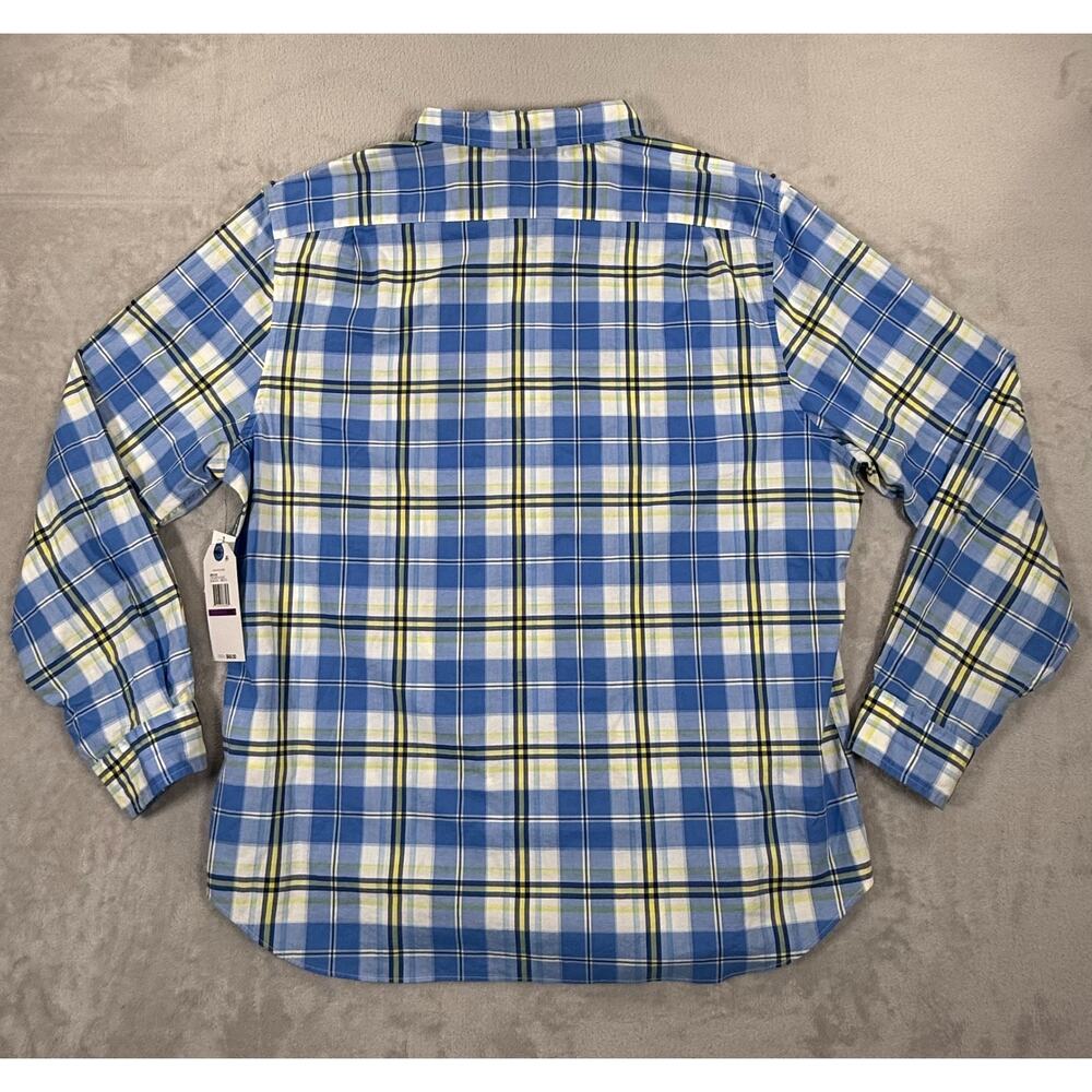 NWT Nautica Blue Sail Men XXL Blue Plaid Button Down Shirt Classic Fit Stretch C - Picture 2 of 8